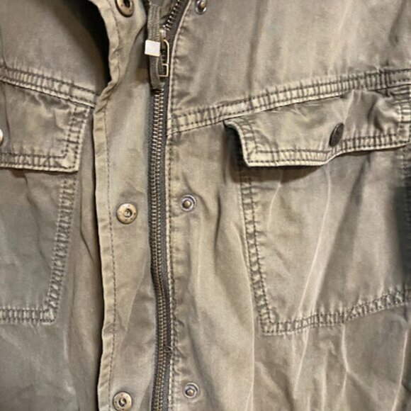 Talula Olive Green Faux Leather Sleeve Women's Utility Jacket Size M - Picture 7 of 11